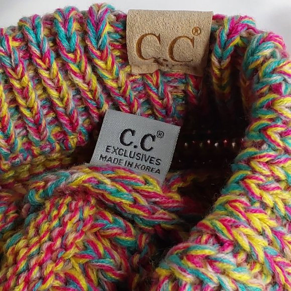 'C.C. BEANIE' "POM-POM' BEANIE KIDS VARIEGATED MULE - Picture 7 of 15